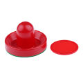 Sets of Two Air Hockey Pushers Strikers Goalies Plus Four Pucks Red. 