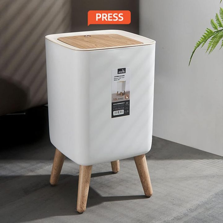 Dustbin High Foot with Lid Large Capacity Press Type Waste Bin Garbage Container Plastic Trash Can Cleaning