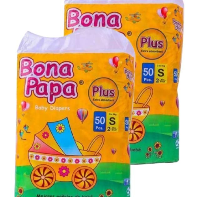 Pack Of 2 Bona Papa Baby Diaper Small Size (50 Pcs) Diapers Plus BONAPAPA