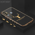 Hontinga for Tecno Spark 7 Pro Back Cover Luxury 6D Plating Lucky Side Pattern Shiny Case Soft Silicone Square Mobile Cover. 
