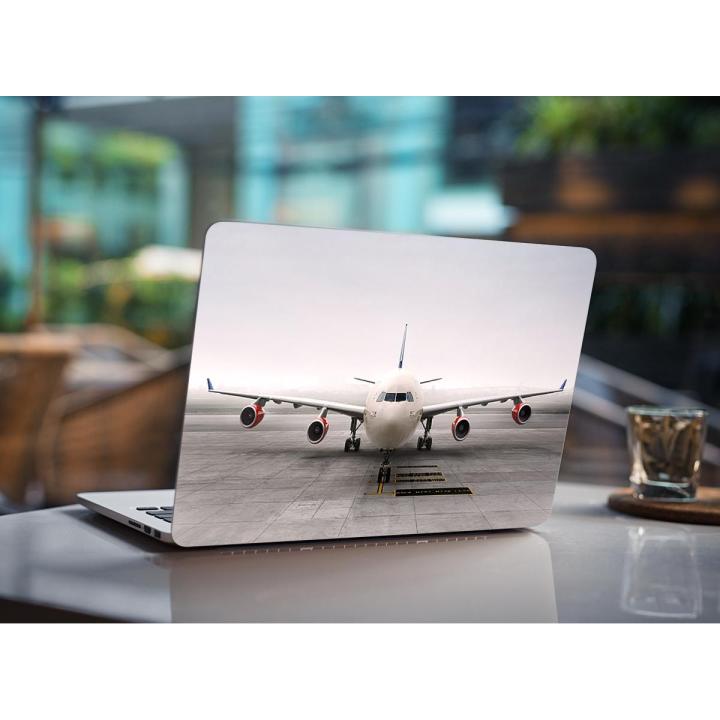 White airplane, Fog, The plane, Wings, Aviation, Passenger, Airbus, Laptop Notebook Skin Sticker Cover Art Laptop Skin Fits 13.3" 14" 15.6" 16"