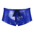 Swimwear Mens Wet Look Patent Leather Underwear Bulge Pouch Shorts for Pole Dancing Underpants Low Rise Drawstring Boxer Shorts. 
