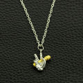 【Pei jie Store】Couple Pitch Necklace Microphone Pendant Best Friend Jewelry Hip Hop Jewelry Silver Color and singers Gift. 