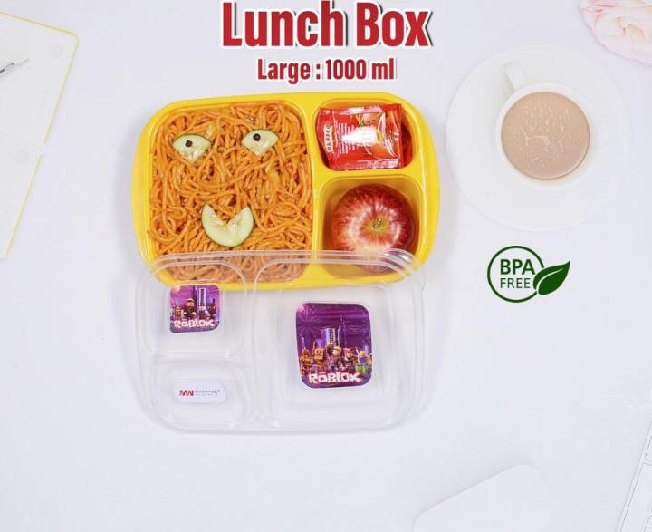 High Quality Lunch Box with three portions/Compartments Large size 1000ml Best Use for Office Gym School Diet Plan ,Household Student Lunch Box Large 1000ml, Lunch Box with three portions/Compartments