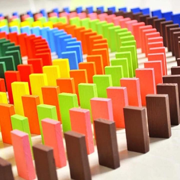 50PCs and 100pcs Domino Wooden Blocks | Colorful Wooden Domino Blocks Set