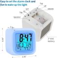 Dice Table Alarm Clock (Colorful) Digital Alarm Thermometer Night Glowing Cube 7 Colors Clock LED Change LCD for Bedroom Child Kids Alarm Clock Stocking Stuffers for Kids, Easy Setting Digital Travel Large Display Time-Date-Alarm Snooze, Bedrooms. 