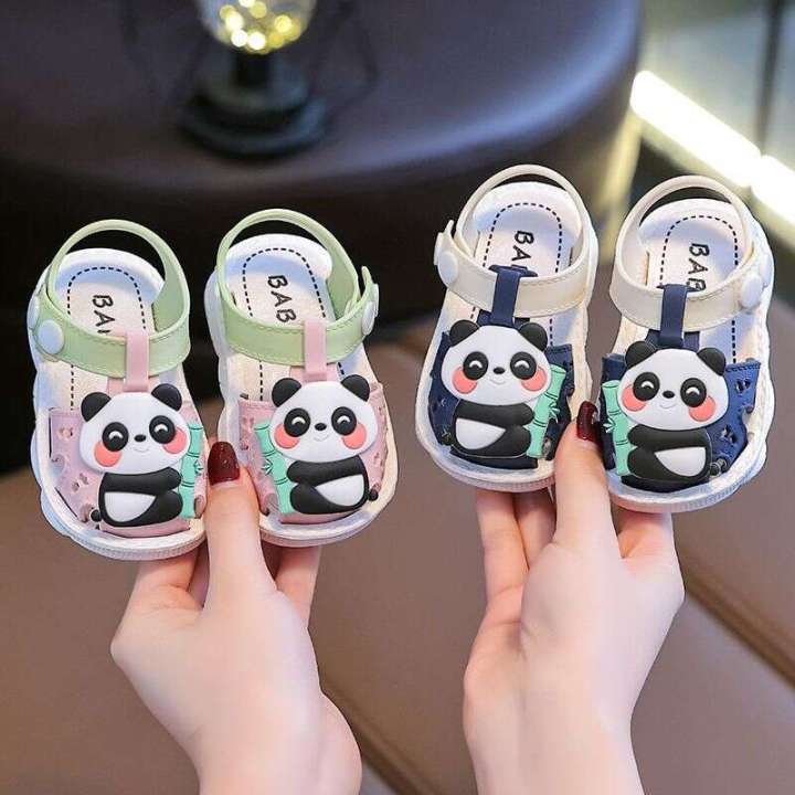 Girls' Spring/Summer Anti Kick Cute Baby 0-3 Year Old Indoor and Outdoor Walking Shoes Soft Thick Sole Baotou Sandals