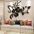 Generic Romantic Wooden Wall Sticker Flower Vine Tree 3D Stereo Acrylic Crystal Wall Stickers Modern Living Room Tv Sofa Home Decor - Wooden Wall Decor. 