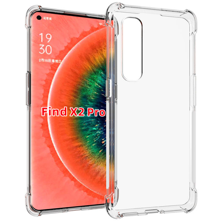 For OPPO Find X2 Pro Transparent Soft Gel TPU Reinforced Corners Cushion Bumper Shockproof Drop Protection Case Cover