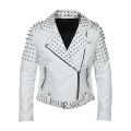 White Brando Biker Leather Jacket For Women. 