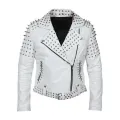 White Brando Biker Leather Jacket For Women. 