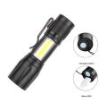 Pocket size torch light - Mini LED Micro USB Charging with Cable and Case - Powerful torch COB Small Rechargeable - Swat Rechargeable Hand Lamp -Mini Flashlight Built In Battery Zoom Torch -  Adjustable Outdoor Waterproof emergency Pocket Light. 