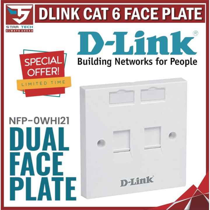 Dlink RJ45 Cat6 Dual Faceplate For Cat6 I/O Keystone Jacks- White