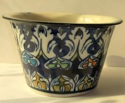 Blue%20Pottery%20Plant%20Pot%20Handmade/%20Hand%20painted,%20Height:%203.5%20Inches%20-%20Image%204