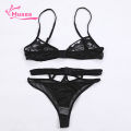 Muses Mall Lace Tied Up Black Bra Thong Set Push Up Wireless Underwear Panties for Daily Wear. 