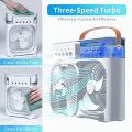 FRAKIN Cooling Fan with 7 Colors LED Light, Air Conditioner Water Fan USB Desk with 3 Sprays Personal Evaporative Air Cooler Ice Fan for Bedroom, Office. 