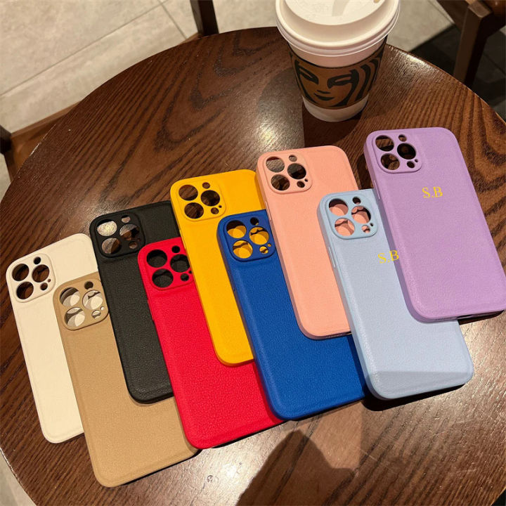 Personalized Customized Name Soft Phone Case For iPhone 15 14 13 Pro Max 12 11 X XS XR 7 8 Plus SE Leather Protective Back Cover