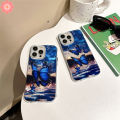 Romantic Fantasy Cool Blue Butterfly Cute Bracket Case Compatible for IPhone 13 11 12 16 14 15 Pro Max XR 7Plus 16 7 14 15 8 Plus XS X MAX SE 2020 Luxury Waves Water Case. 