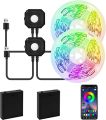 Motion Sensor LED Strip Lights 6m, 2PCS 3M USB LED Lights with Battery Powered, 5050 Music Sync LED Strip with APP Control, RGB Lights for Bed, Stairs, Cabinet. 