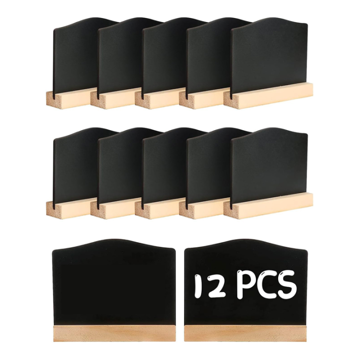 12Pack Kitchen Notes Chalk Boards Small Blackboard Message Tabletop Board with Stands 10X7.2cm