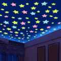 Pack of 100 - Fluorescent Night Glowing Stars Wall Sticker. 
