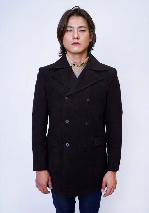 Focus | Dark Brown Long Coat For Men