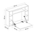 folding wall mounted desk with display shelves. 