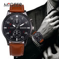 MIGEER Fashion Casual Mens Watches Luxury Leather Business Quartz-Watch Men  Military Sport Wristwatch Relogio Masculino. 