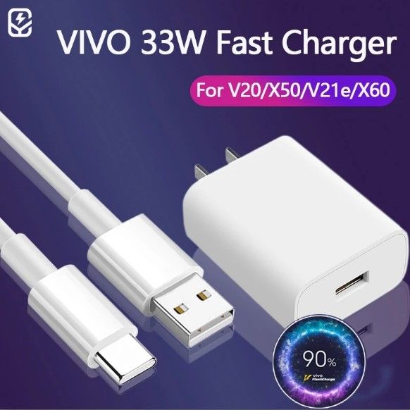 100% Original Vivo 33w Flash charger Original Vivo_ Dual Engine charger for Vivo_V20 Se V19 V20 V23 V23e 5G V23 5G V25 Pro 5G V25e Y35 V25 5G V29e 5G Y27s V21 V21e V17 Pro X50 Pro X60 Fast Flash Charging Dual Engine Charging Charge