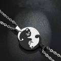 Yin Yang Cat Couple Necklaces Stainless Steel Animal Pendant Necklace Heart Couples Friendship Jewelry For Lovers Best Friends. 