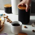 Ceramic Storage Jars Wooden Lids Tea Coffee Sugar Canisters K. 