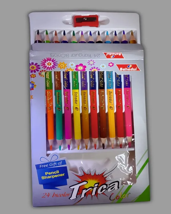 BAHADUR%20Pack%20of%2012%20Bicolor-%20Trica-%20COLOR%20PENCIL%20-24%20Colors%202%20in%201-%20IMPORTED%20Includes%20Silver%20&%20Gold-%20Colour-%20Stationery%20-%20Image%203
