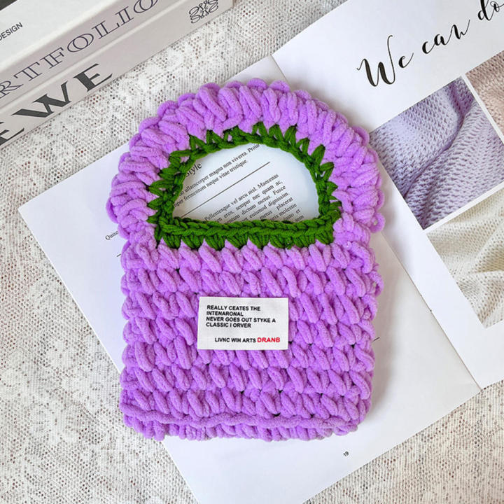 bag shopping handbag for girlfriend Creative handmade woven wool shoulder bag colorful knitted underarm