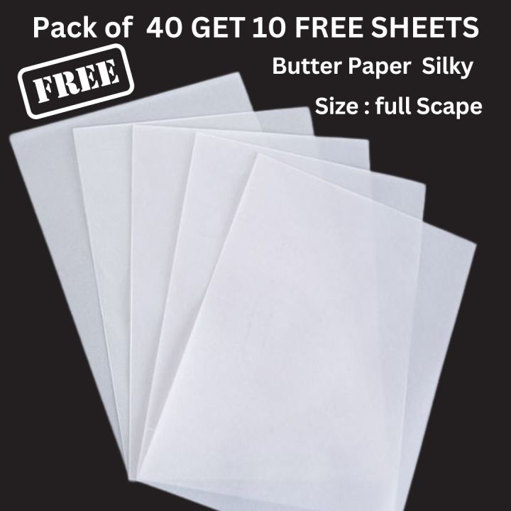 Baking Paper | Shawarma Wrapping Paper | Food Wrapping Paper | Groceries|Baking & Cooking|Home Baking & Sugar|Baking Needs    |glossy butter paper sheets for baking | Full Scape Size | MULTI PURPOSE BUY  40 Sheet get 10 free |