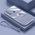 For Xiaomi Redmi Note 8 Back Cover with Lanyard Fashion Shiny Plating Maple Leaf Design Camera Lens Protection Square Edge Soft Silicone Protective Phone Case. 