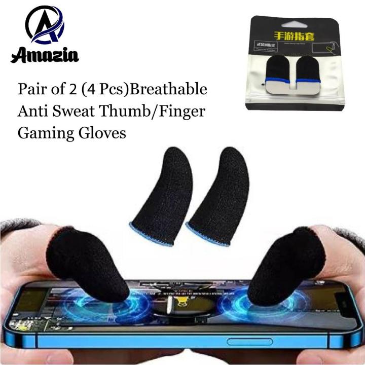 Pubg Gloves Pair of 2 (4 Pcs) Breathable Anti Sweat Thumb Finger Gaming Gloves Of Pubg - Free Fire Finger Sleeve - Free Size