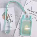 Name Badge Holder With Lanyard Children Card Sets Neck Pouch Cartoon Silica Gel Card Holder ID Card Holder. 
