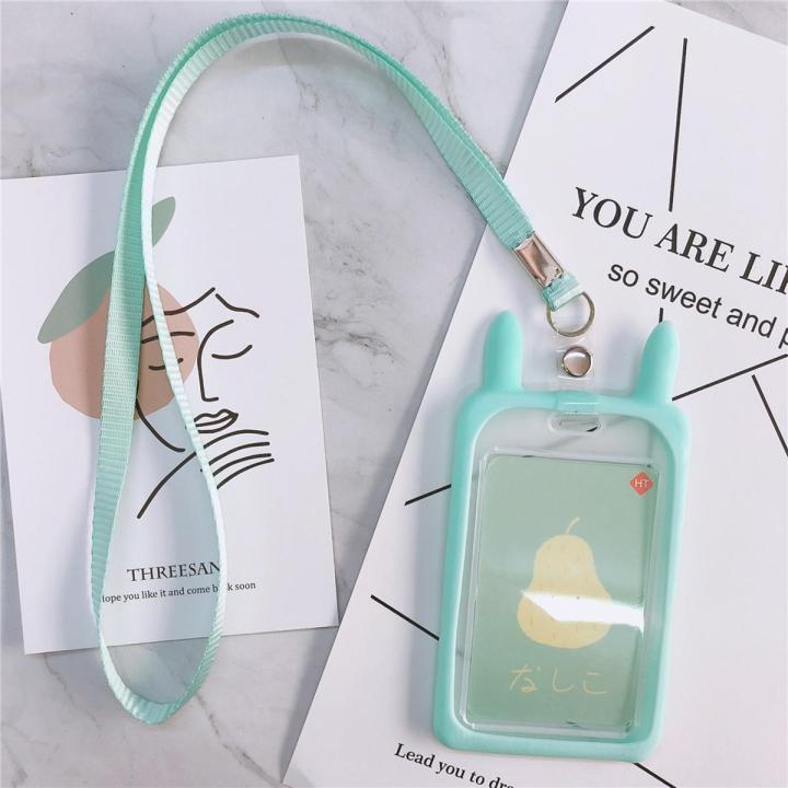 Name Badge Holder With Lanyard Children Card Sets Neck Pouch Cartoon Silica Gel Card Holder ID Card Holder