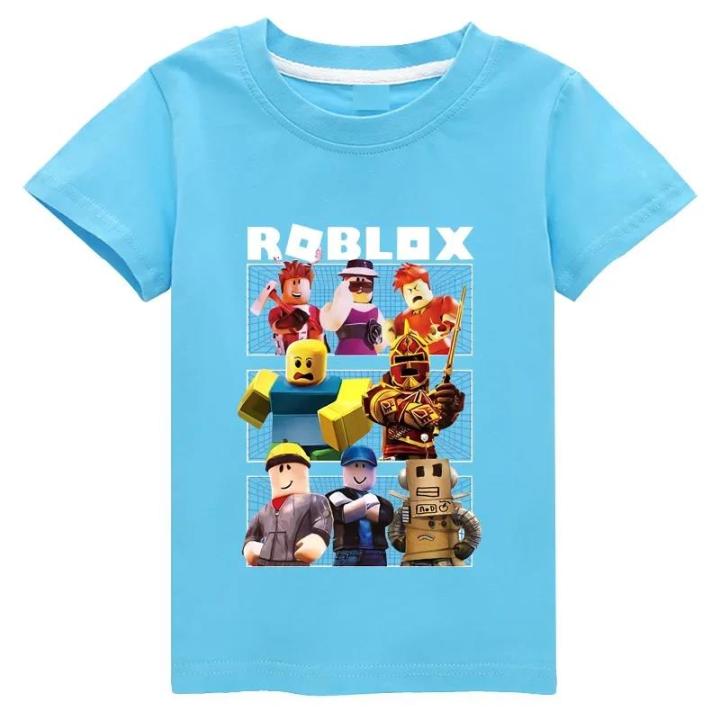 Fashionable children's clothing fine cotton OX game peripheral new ROBL two-dimensional short-sleeved T-shirt for boys and girls