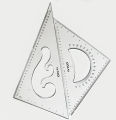 Cokai KJ-1135 Set Square 2-Piece Set - 35 cm with 3mm Thickness, Isosceles Triangle Ruler & Acute Triangle Ruler with French Curve. 