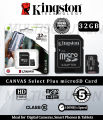 Kingston 16GB,32 GB,64 GB,128GB microSD Canvas Select Memory Card - Class 10 100MB Read Speed - 5 Years Warranty. 