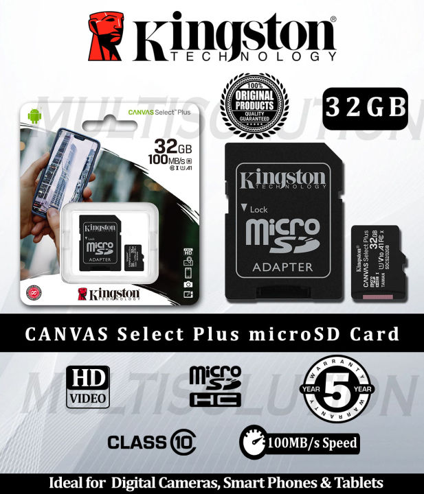 Kingston%2016GB,32%20GB,64%20GB,128GB%20microSD%20Canvas%20Select%20Memory%20Card%20-%20Class%2010%20100MB%20Read%20Speed%20-%205%20Years%20Warranty%20-%20Image%204