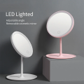 Pink LED Light Makeup Mirror Re-chargeable Vanity Mirror with Detachable Storage Tray 3 Level of Brightness Touch Screen. 