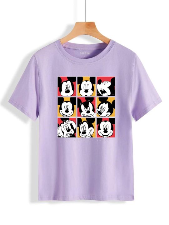 Mickey%20Mouse%20Faces%20Printed%20Cotton%20Half%20Sleeves%20O%20Neck%20T%20Shirt%20For%20Women%20-%20Image%206