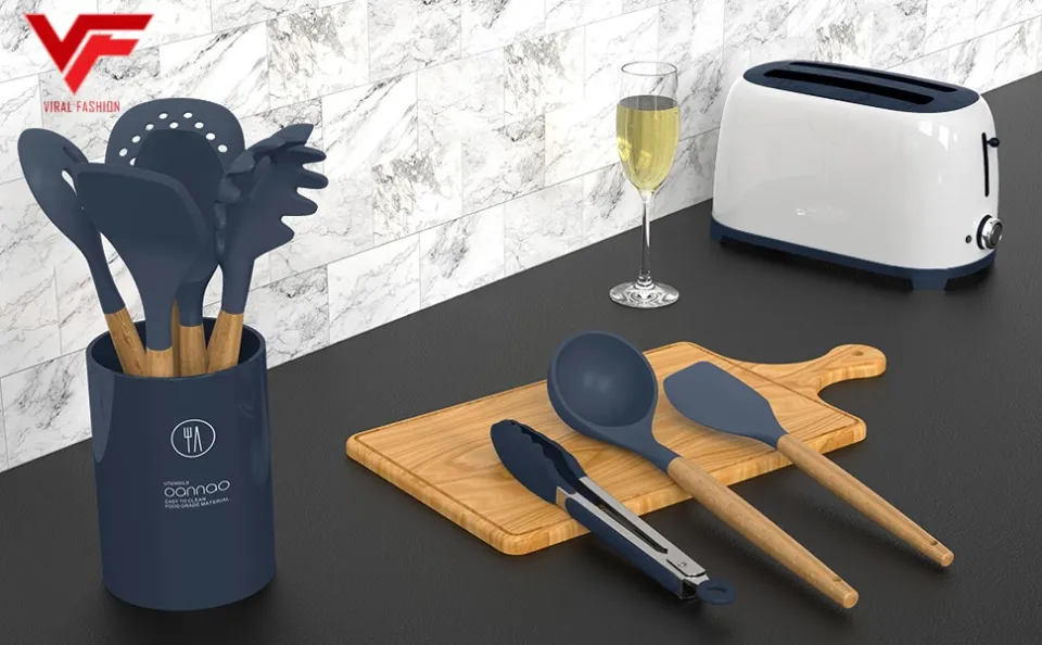 12 Pcs Silicone Cooking Utensils Kitchen Utensil Set Heat