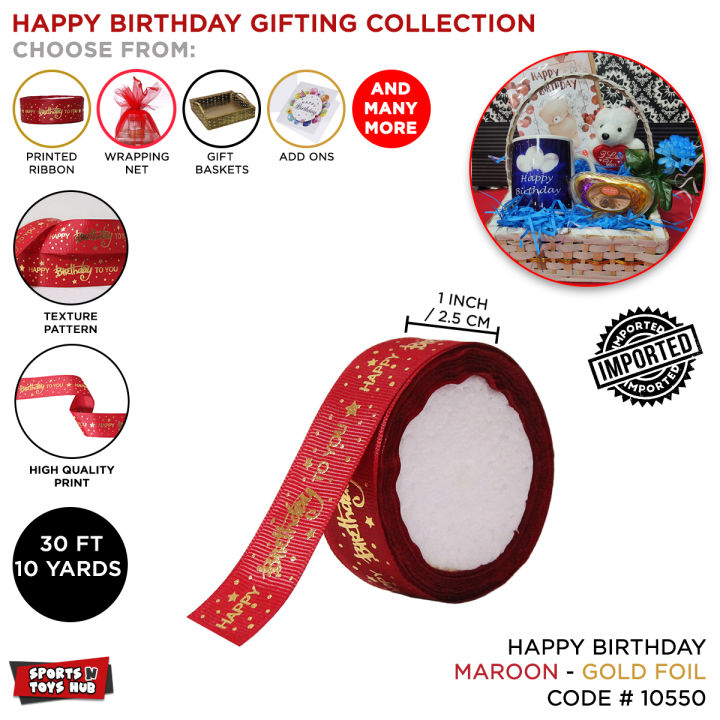 Happy Birthday Gifting Ribbons Collection, Half Birthday, Born Day, Milestones Printed Ribbon, Wrapping Net, Baskets, Wraps Party Backdrop Decoratives, Sal Girah, Memorable Day Decor Items, Gift Wraping Decoration Parties Supply Crafts