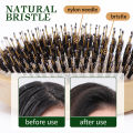 Custom Boar Bristle Hair Brush Women Round Imperial Concubine Comb Anti-Static Wood Comb Scalp Massage Brush Portable Travel. 