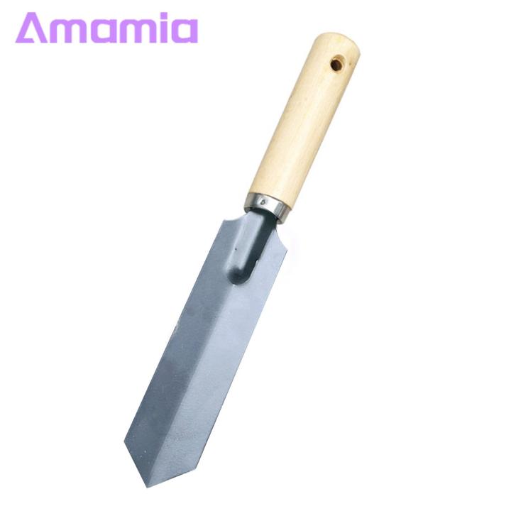 Easy to Carry Hand Trowel Premium Wood Handle Garden Shovel for Planting Weeding Durable Steel Spade Trowel for Soil Loosening Collection Garden Shovel with Diamond-shaped Head
