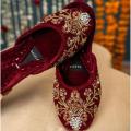 Dazzle By Sarah|Handcrafted Khussa Shoes for Women In Maroon. 