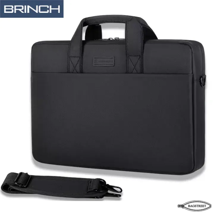 BRINCH%2015.6"%20Laptop%20Sleeve%20Business%20Briefcase%20Compatible%20With%20Laptop/Macbook,%20Notebook%20Computer%20Waterproof%20Polyester%20Briefcase%20Shockproof%20Sleeve%20With%20Back%20Zipper%20Pocket%20&%20Trolley%20Belt%20-%20Image%202